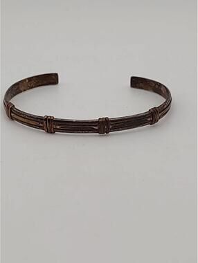 Tri-Metal Sterling Silver Copper Brass Cuff Signed RM 8.2g